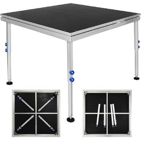 Portable Stage Platform, 4x4 ft Adjustable Height Stage Riser with Folding Legs (24" -40") - Max Capacity 1700LBS Antislip Surface DJ Stand, Aluminium Modular System Stage for Events, Performance in Kuwait