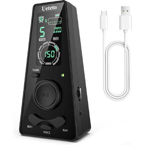 Ueteto Digital Metronome for Piano, Guitar, Drum, Violin Practice, Metronome with Human Voice and Headphone Jack, 9 Rhythms, 40-208 BPM, Timer Function for Musicians in Kuwait