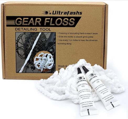 Gear Floss Microfiber Cleaning Rope plus lubricating cream,For cleaning hard-to-clean areas like bicycle transmission pulleys,3D printer lead screws,etc.(40 microfiber ropes,4 grams lubrication) in Kuwait