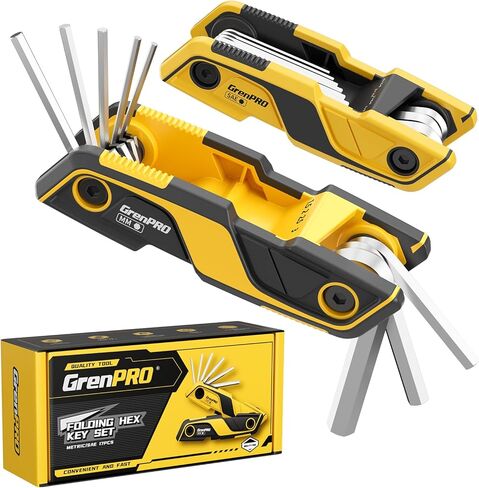 Folding Allen Wrenches Sets, 17PCS Allen Key Set, Hex Key Allen Wrench Set, Bike Tool Kit, Standard Metric & SAE Multifunction Tools, 2 Pack Portable Mountain Bicycle Repair Accessories Kits in Kuwait
