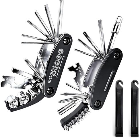 16-in-1 Bike Multi Tool Kit, Compact Portable Bicycle Repair Kit with Hex Keys, Screwdrivers, Socket Wrench & Tire Levers, for Emergency Fixes On The Go, MTB, Road Bike Maintenance in Kuwait