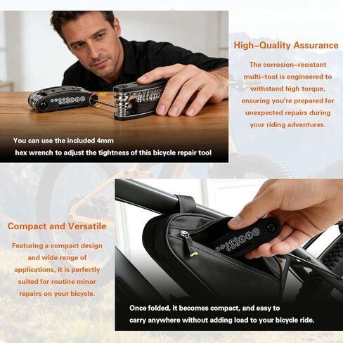 16-in-1 Bike Multi Tool Kit, Compact Portable Bicycle Repair Kit with Hex Keys, Screwdrivers, Socket Wrench & Tire Levers, for Emergency Fixes On The Go, MTB, Road Bike Maintenance in Kuwait