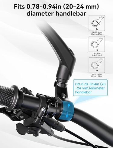 مرآة دراجة للمقاود 360 درجة قابلة للتعديل والتدوير، مرآة دراجة إلكترونية عريضة مثبتة على المقود مع ذراع طويل، مرآة رؤية خلفية آمنة عالية الدقة للدراجة سكوتر، دراجة نارية، ملحق دراجة كهربائية قابل للطي على اليسار قطعة واحدة in Kuwait