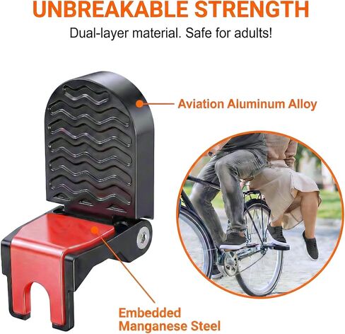 Heavy Duty E-Bike Foot Pegs, Foldable Rear Pedals for Passenger, Manganese Steel Reinforced Aluminum Bike Footrests with 15mm U-Slot & Anti-Slip for E-Bike, Mountain Bike, Folding Bicycle in Saudi Arabia
