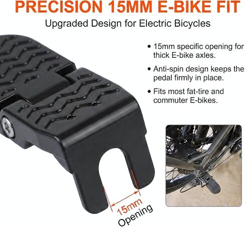 Heavy Duty E-Bike Foot Pegs, Foldable Rear Pedals for Passenger, Manganese Steel Reinforced Aluminum Bike Footrests with 15mm U-Slot & Anti-Slip for E-Bike, Mountain Bike, Folding Bicycle in Saudi Arabia