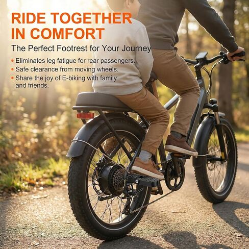 Heavy Duty E-Bike Foot Pegs, Foldable Rear Pedals for Passenger, Manganese Steel Reinforced Aluminum Bike Footrests with 15mm U-Slot & Anti-Slip for E-Bike, Mountain Bike, Folding Bicycle in Saudi Arabia