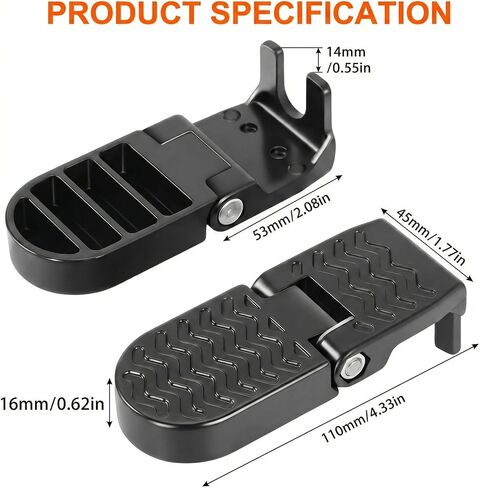 Heavy Duty E-Bike Foot Pegs, Foldable Rear Pedals for Passenger, Manganese Steel Reinforced Aluminum Bike Footrests with 15mm U-Slot & Anti-Slip for E-Bike, Mountain Bike, Folding Bicycle in Saudi Arabia