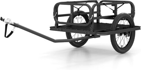 Goplus Bike Cargo Trailer, Heavy-Duty Bicycle Wagon Cart with Universal Hitch & 16" Large Tires, 220 lbs Max Load, Metal Luggage Wagon Trailer with Reflectors for Camping, Shopping, Travel in Saudi Arabia
