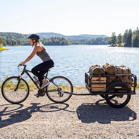 Goplus Bike Cargo Trailer, Heavy-Duty Bicycle Wagon Cart with Universal Hitch & 16" Large Tires, 220 lbs Max Load, Metal Luggage Wagon Trailer with Reflectors for Camping, Shopping, Travel in Saudi Arabia