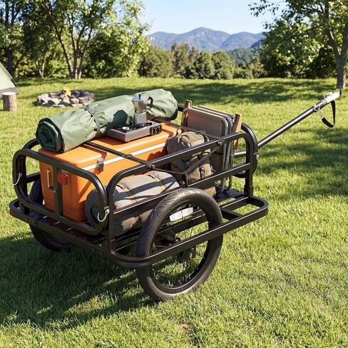 Goplus Bike Cargo Trailer, Heavy-Duty Bicycle Wagon Cart with Universal Hitch & 16" Large Tires, 220 lbs Max Load, Metal Luggage Wagon Trailer with Reflectors for Camping, Shopping, Travel in Saudi Arabia