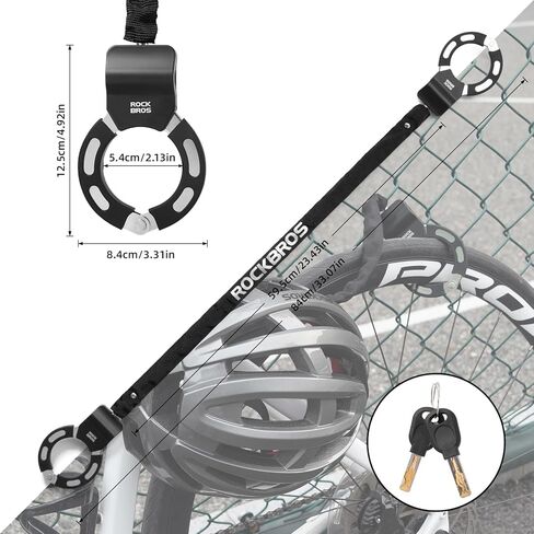 ROCKBROS Bike Lock Scooter Lock 23.4-Inch Heavy Duty Anti-Theft Chain Lock with Key E-Bikes Accessories in Saudi Arabia
