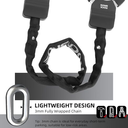 ROCKBROS Bike Lock Scooter Lock 23.4-Inch Heavy Duty Anti-Theft Chain Lock with Key E-Bikes Accessories in Saudi Arabia