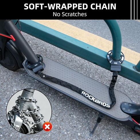 ROCKBROS Bike Lock Scooter Lock 23.4-Inch Heavy Duty Anti-Theft Chain Lock with Key E-Bikes Accessories in Saudi Arabia