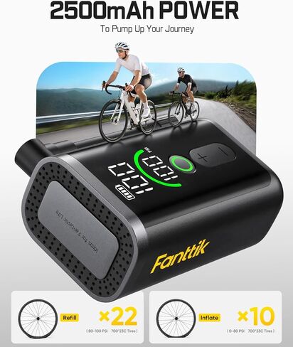 Fanttik X11 Ace Mini Bike Pump, 21s Fast Inflate Bicycle Pump with Gauge, 150PSI Electric Air Pump Portable with Presta and Schrader Valve for Mountain Bike, Road Bike, Electric Bike, MTB in Saudi Arabia