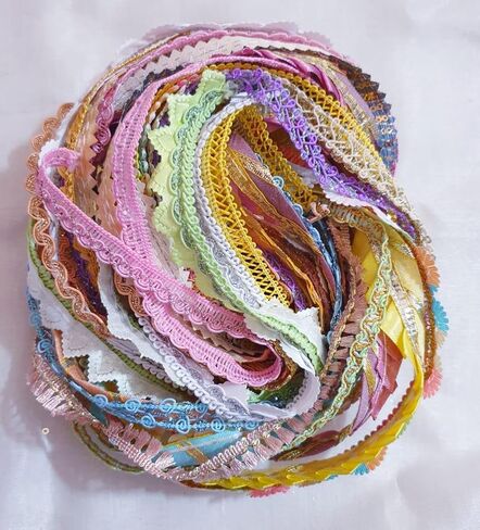 عتيقة عتيقة ساري تقليم الدانتيل الباستيل الكثير من الشريط التغليف هدية متنوعة للأقواس 20 قطعة مجموع 20 ياردة (1 ياردة لكل) Zari Art Craft Scrapbook Borders India Journal DS355 in Kuwait