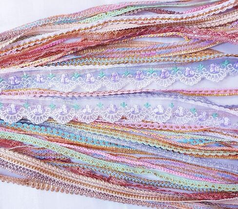 عتيقة عتيقة ساري تقليم الدانتيل الباستيل الكثير من الشريط التغليف هدية متنوعة للأقواس 20 قطعة مجموع 20 ياردة (1 ياردة لكل) Zari Art Craft Scrapbook Borders India Journal DS355 in Kuwait
