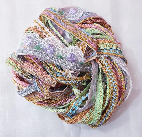 عتيقة عتيقة ساري تقليم الدانتيل الباستيل الكثير من الشريط التغليف هدية متنوعة للأقواس 20 قطعة مجموع 20 ياردة (1 ياردة لكل) Zari Art Craft Scrapbook Borders India Journal DS355 in Kuwait