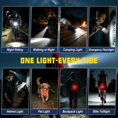 Bike Lights for Night Riding - 8000 Lumens Super Bright Bicycle Headlight Taillight, 5800mAh Rechargeable Bicycle Light with LCD Power Display, Waterproof 13 Modes Mountain Road Bike Light Set in Kuwait