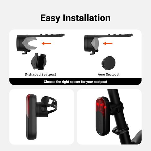 COOSPO TR70 Bike Radar Tail Light, Alerts for Vehicle in 140M, Auto Brake Highlight, 7 Lighting Modes, 40H Long Battery Life, Support APP/Garmin Cycling Computers Display for Road & MTB Cycling Safety in Kuwait