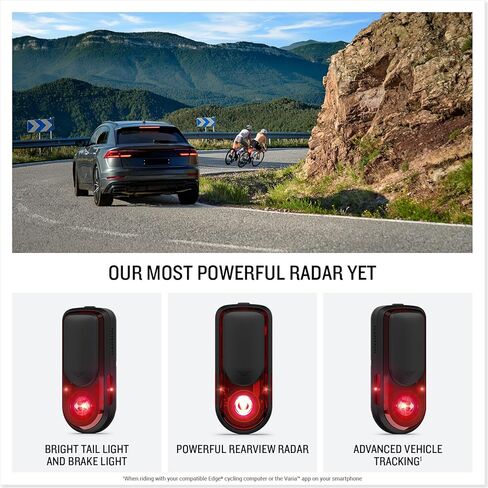 Garmin Varia™ RearVue 820، رادار الرؤية الخلفية المتقدم والضوء الخلفي، رؤية وتوعية معززة لراكبي الدراجات، تتبع متقدم للمركبة وإضاءة الفرامل، عمر بطارية يصل إلى 24 ساعة في وضع الفلاش النهاري in Saudi Arabia