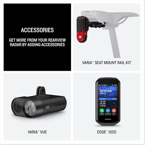 Garmin Varia™ RearVue 820، رادار الرؤية الخلفية المتقدم والضوء الخلفي، رؤية وتوعية معززة لراكبي الدراجات، تتبع متقدم للمركبة وإضاءة الفرامل، عمر بطارية يصل إلى 24 ساعة في وضع الفلاش النهاري in Saudi Arabia