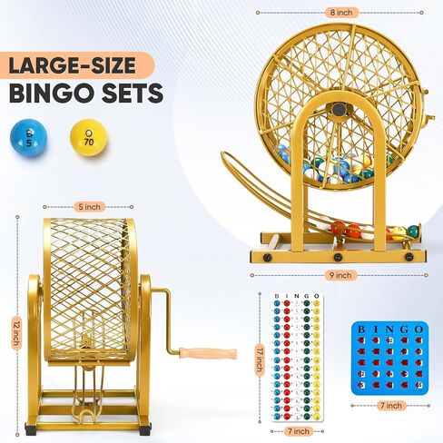 مجموعة ألعاب بنغو مقاس 12 بوصة من HVDI، 10 بطاقات بنغو قابلة لإعادة الاستخدام مع مجموعات بنغو بنوافذ منزلقة، كرات بنغو مطبوعة عالية الوضوح مع قفص وحقيبة تخزين للبالغين والحفلات العائلية الكبيرة ليلاً in Kuwait