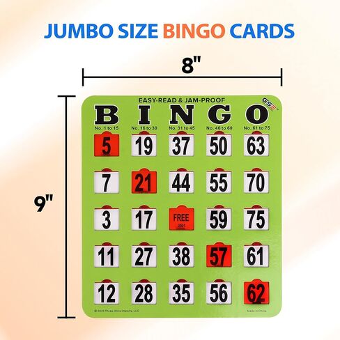 GSE Games & Sports Expert Jumbo Shutter Bingo Cards with Sliding Windows - Easy-Read Large Print Bingo Game Cards for Adults Large Group in Saudi Arabia