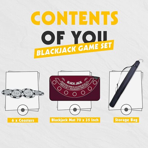 حصيرة لعبة البلاك جاك مقاس 70 بوصة × 35 بوصة، حصيرة سطح طاولة بلاك جاك 21 حصيرة بلاك جاك لطاولة الكازينو، حصيرة البوكر المطاطية مع حقيبة تخزين، 6 قواعد لألعاب الكازينو in Kuwait