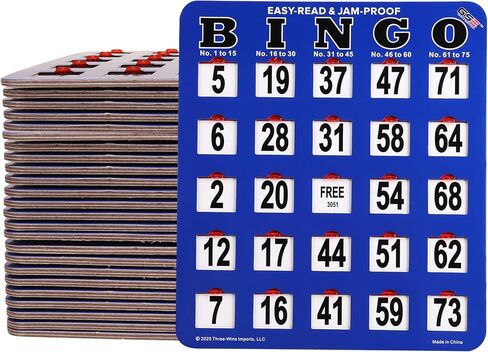GSE Games & Sports Expert Jumbo Shutter Bingo Cards with Sliding Windows - Easy-Read Large Print Bingo Game Cards for Adults Large Group in Saudi Arabia