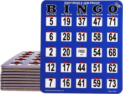GSE Games & Sports Expert Jumbo Shutter Bingo Cards with Sliding Windows - Easy-Read Large Print Bingo Game Cards for Adults Large Group in Saudi Arabia