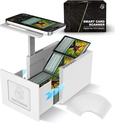 حامل ماسح ضوئي للبطاقات لبطاقات TCG والبطاقات الرياضية - حامل هاتف قابل للطي متوافق مع تطبيقات تسعير MTG - طقم مسح ضوئي بدون استخدام اليدين للبطاقات ذات الأكمام (يتضمن 20 غلافًا) - الإصدار القياسي in Kuwait