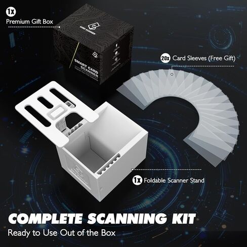 حامل ماسح ضوئي للبطاقات لبطاقات TCG والبطاقات الرياضية - حامل هاتف قابل للطي متوافق مع تطبيقات تسعير MTG - طقم مسح ضوئي بدون استخدام اليدين للبطاقات ذات الأكمام (يتضمن 20 غلافًا) - الإصدار القياسي in Kuwait