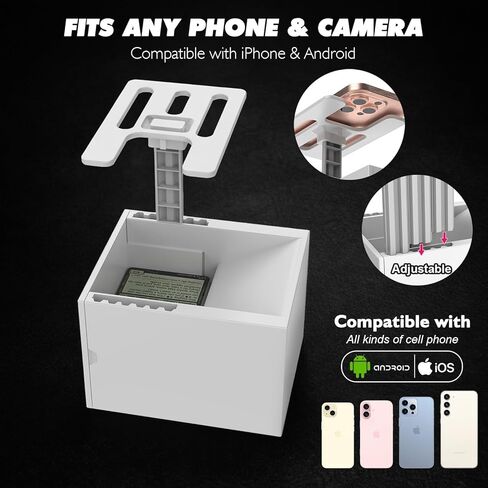 حامل ماسح ضوئي للبطاقات لبطاقات TCG والبطاقات الرياضية - حامل هاتف قابل للطي متوافق مع تطبيقات تسعير MTG - طقم مسح ضوئي بدون استخدام اليدين للبطاقات ذات الأكمام (يتضمن 20 غلافًا) - الإصدار القياسي in Kuwait