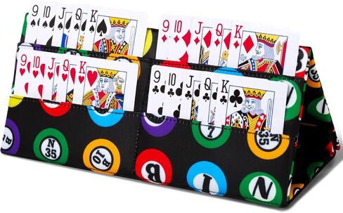 Playing Card Holder for Bridge Canasta Poker Games Bingo Ticket Holder for Pull Tabs Gambling Tickets Bingo Accessories for Players Card Game Stuff Supplies for Adults (Black, Bingo Theme) in Saudi Arabia