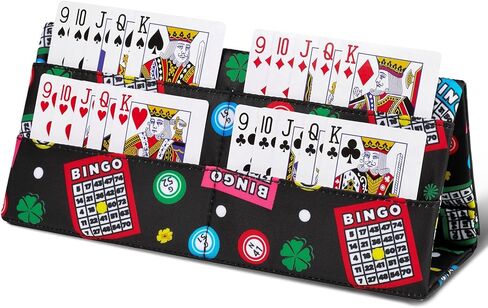 Playing Card Holder for Bridge Canasta Poker Games Bingo Ticket Holder for Pull Tabs Gambling Tickets Bingo Accessories for Players Card Game Stuff Supplies for Adults (Black, Bingo Theme) in Kuwait