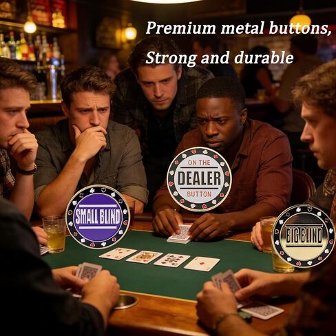 [4PCS] Metal Dealer Button, Big Blind and Small Blind,Crystal Material All in Button, Metal Position Markers for Texas Holdem Poker in Saudi Arabia