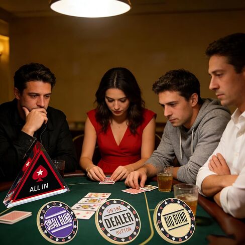 [4PCS] Metal Dealer Button, Big Blind and Small Blind,Crystal Material All in Button, Metal Position Markers for Texas Holdem Poker in Saudi Arabia