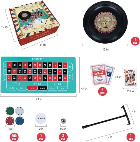 مجموعة ألعاب عجلة الروليت من جوثينك، تتضمن عجلة قمار مقاس 10 بوصات و200 شريحة ومشط وكرتين وبوكر تكساس هولدم، مثالية للحفلات والعطلات، احصل على ليلة كازينو ممتعة! in Kuwait