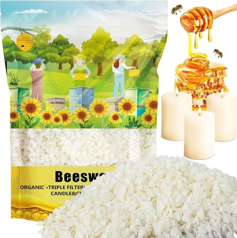 CARGEN White Beeswax Pellets - 428g Beeswax Pastilles Bulk Bees Wax Pellets Triple Filtered for DIY Making Candles Skin Care Lip Balm Soap Lotion and Soap Making Supplies in Saudi Arabia