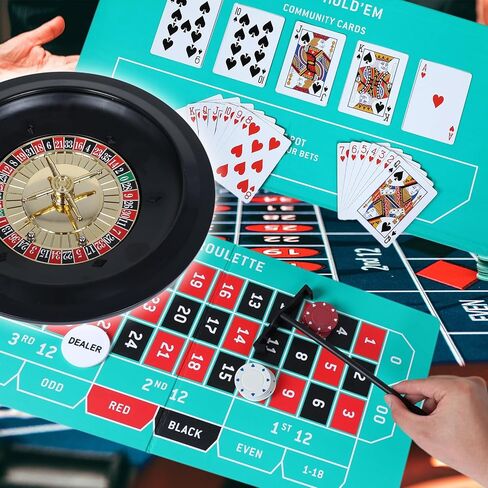 مجموعة ألعاب عجلة الروليت من جوثينك، تتضمن عجلة قمار مقاس 10 بوصات و200 شريحة ومشط وكرتين وبوكر تكساس هولدم، مثالية للحفلات والعطلات، احصل على ليلة كازينو ممتعة! in Kuwait