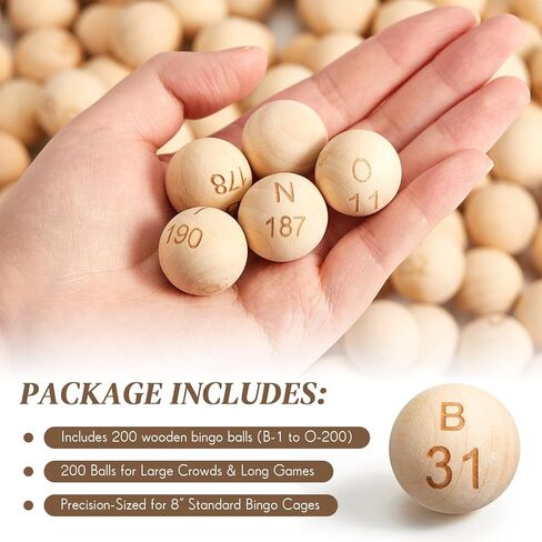 200 قطعة من كرات البنغو B-1 إلى O-200 مقاس 7/8 بوصة، كرات ألعاب البنغو البديلة الخشبية الصلبة للحفلات، وسحوبات الجوائز in Kuwait