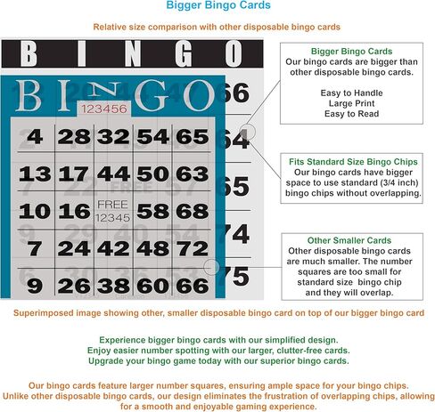 200 Bingo Cards, Large 4.5" x 4.5", Paper Bingo Sheets, Disposable or Reusable for Daubers or Chips in Saudi Arabia