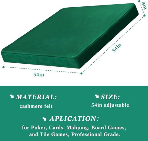 Frienda Game Table Cover Felt Game Tablecover Folding Tablecloth for Card for Playing Poker Cards Mahjong Puzzles Board Games, Table Not Included(Green,34 x 34 x 4 Inch) in Saudi Arabia