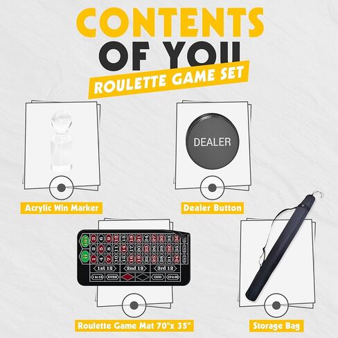 مجموعة عجلات الروليت مقاس 11 بوصة للبالغين مع مفرش طاولة الروليت المطاطي مقاس 35 بوصة × 16 بوصة عجلة الروليت الخشبية مقاس 11 بوصة مجموعة 100 شريحة بوكر زر التاجر ذو علامة الفوز - أخضر in Kuwait
