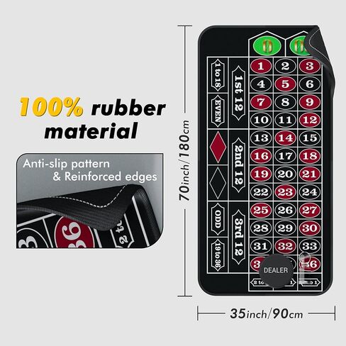 مجموعة عجلات الروليت مقاس 11 بوصة للبالغين مع مفرش طاولة الروليت المطاطي مقاس 35 بوصة × 16 بوصة عجلة الروليت الخشبية مقاس 11 بوصة مجموعة 100 شريحة بوكر زر التاجر ذو علامة الفوز - أخضر in Kuwait