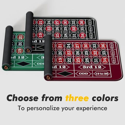 مجموعة عجلات الروليت مقاس 11 بوصة للبالغين مع مفرش طاولة الروليت المطاطي مقاس 35 بوصة × 16 بوصة عجلة الروليت الخشبية مقاس 11 بوصة مجموعة 100 شريحة بوكر زر التاجر ذو علامة الفوز - أخضر in Kuwait