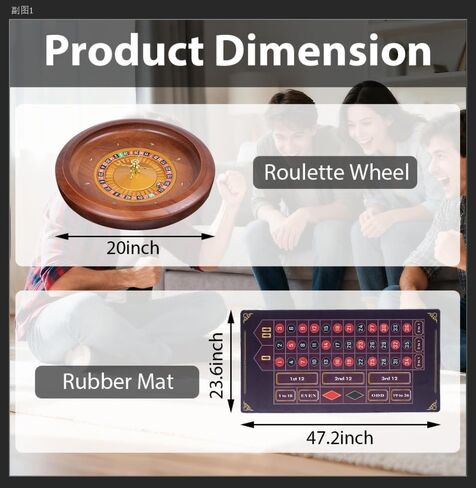 Wooden Roulette Wheel Set,20 Inch Solid Wood Roulette Wheel With Retractable Chip Rake，200 Chips, Roulette Marker, 2 Decks of Cards, 3 Dices,1 Dealer Button Win Marker, 6 Roulette Balls, 1 Storage Bag in Saudi Arabia