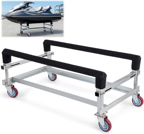سعة تحميل 2000 رطل من Watercraft PWC Dolly Jet Ski Dolly، حامل تخزين قارب عائم من الفولاذ المجلفن مع 4 عجلات وسجاد بطابقين، مقطورة قارب دوللي لعربة الكاياك والقوارب السريعة in Saudi Arabia