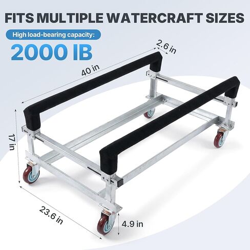 سعة تحميل 2000 رطل من Watercraft PWC Dolly Jet Ski Dolly، حامل تخزين قارب عائم من الفولاذ المجلفن مع 4 عجلات وسجاد بطابقين، مقطورة قارب دوللي لعربة الكاياك والقوارب السريعة in Saudi Arabia