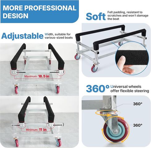 سعة تحميل 2000 رطل من Watercraft PWC Dolly Jet Ski Dolly، حامل تخزين قارب عائم من الفولاذ المجلفن مع 4 عجلات وسجاد بطابقين، مقطورة قارب دوللي لعربة الكاياك والقوارب السريعة in Saudi Arabia